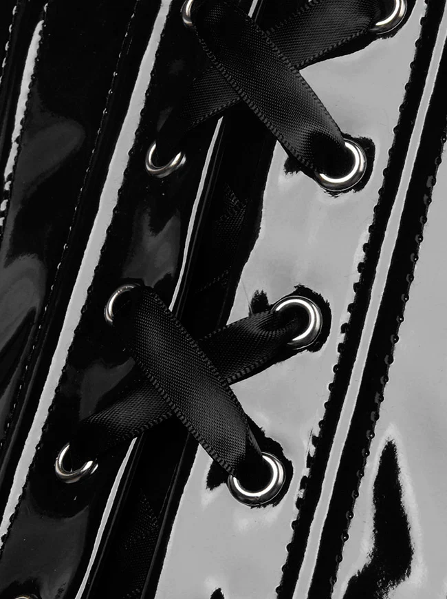 Gothic PVC-Leder-Unterbrustkorsett mit Frontreißverschluss und Schnallen