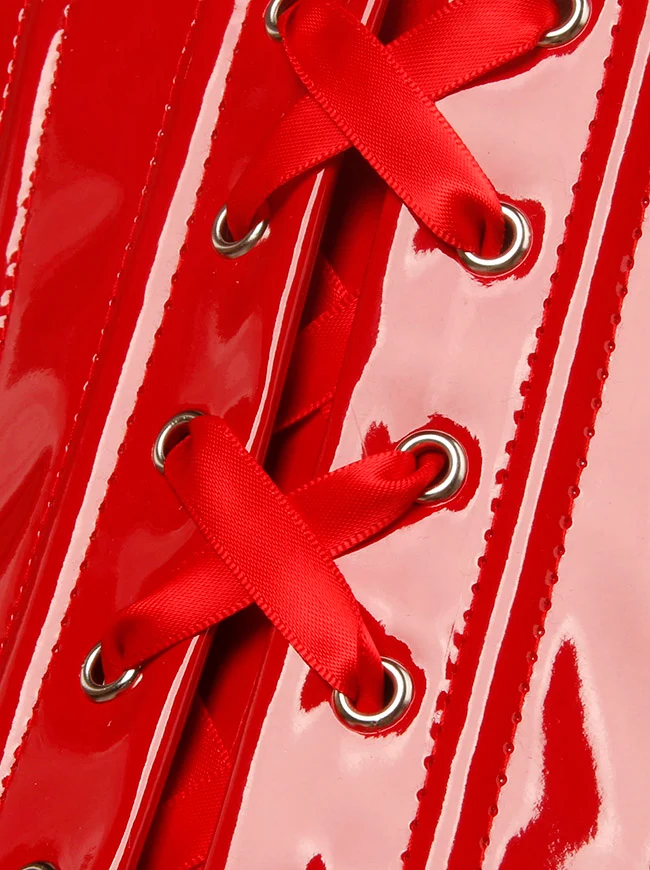 Gothic PVC-Leder-Unterbrustkorsett mit Frontreißverschluss und Schnallen