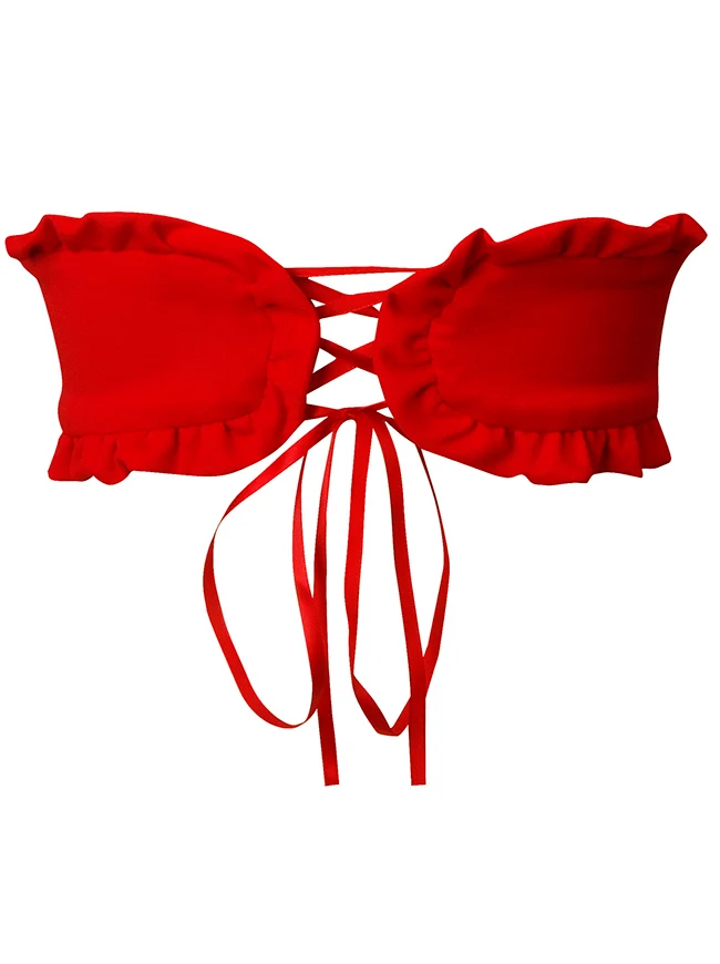 Modisches trägerloses Bustier-Top in Herzform mit offenem Rücken und Schnürung