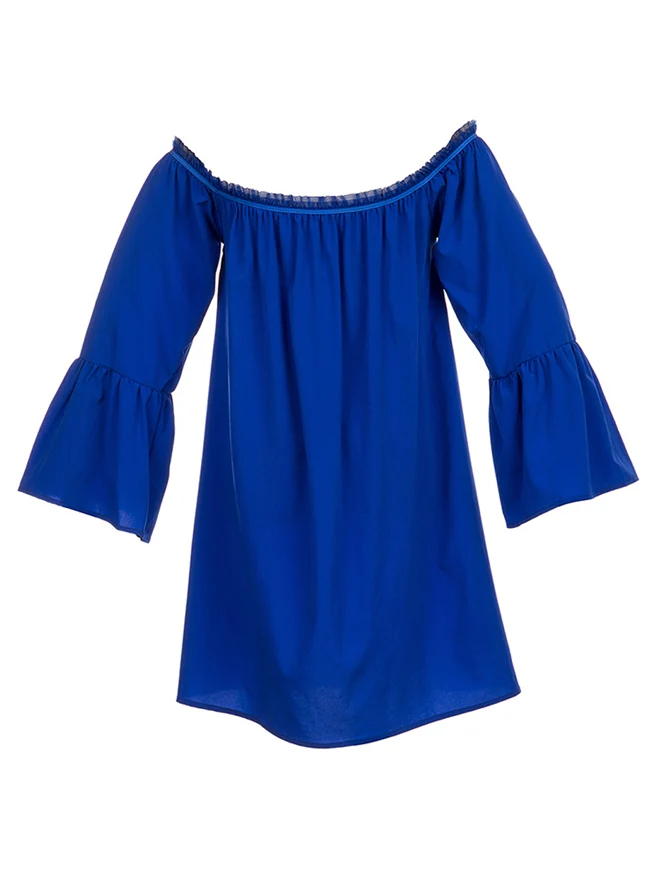 Lässiges, schulterfreies, langärmliges Blusenoberteil-Minikleid