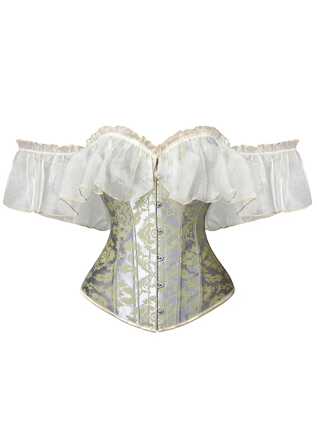 Renaissance Vintage Überbrustkorsett mit Rüschenärmeln und Schnürung