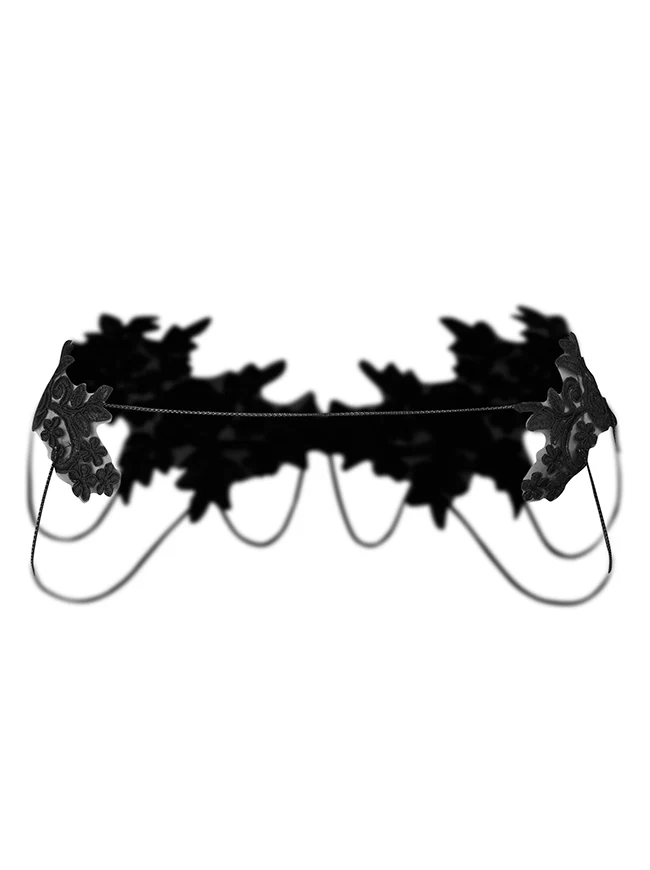 Steampunk-Gothic-Umhang mit bestickter Spitze, Kettenschulter und Kragen