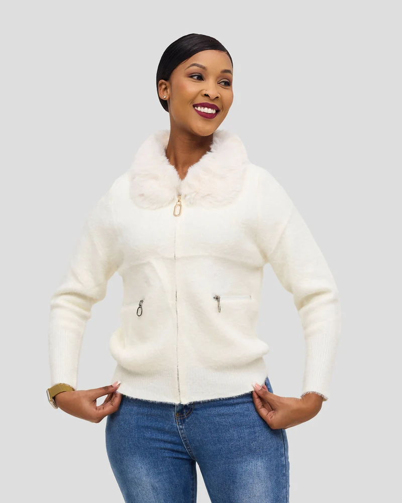 Stylish Sisters Warm Sweater Jacket - White