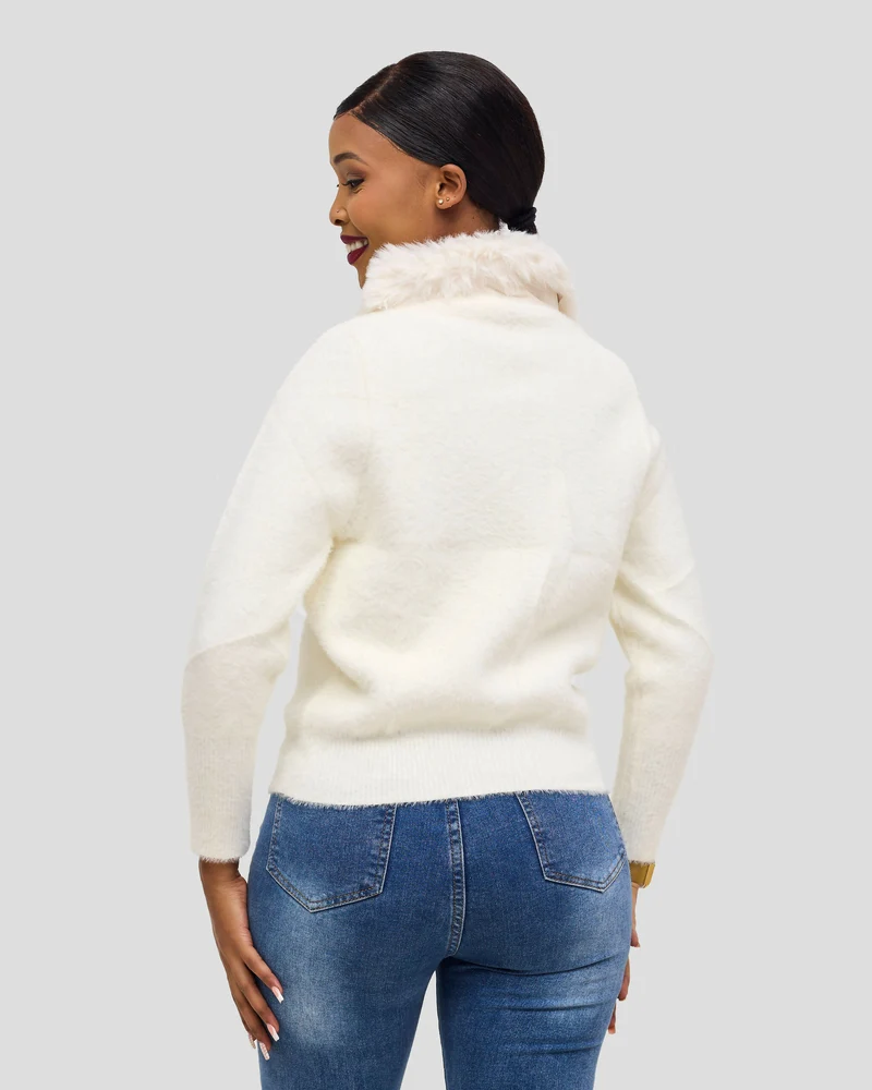 Stylish Sisters Warm Sweater Jacket - White