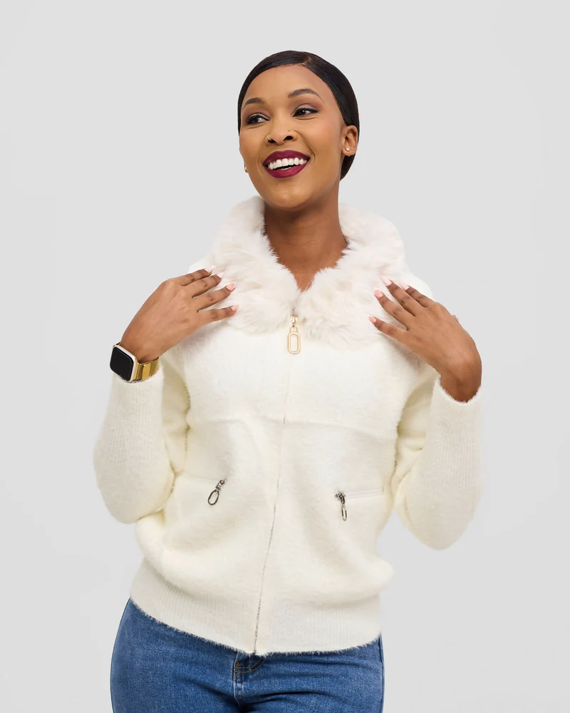 Stylish Sisters Warm Sweater Jacket - White