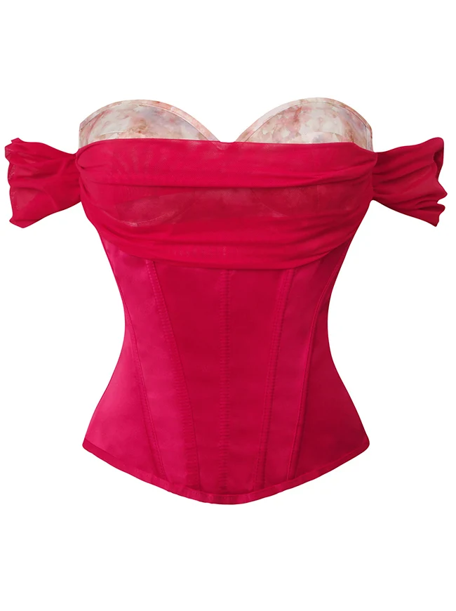 Elegantes schulterfreies Sweetheart-Overbust-Korsett-Bustier-Top