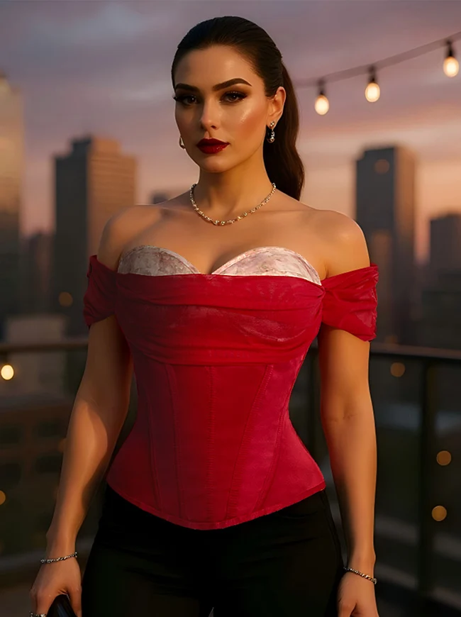 Elegantes schulterfreies Sweetheart-Overbust-Korsett-Bustier-Top