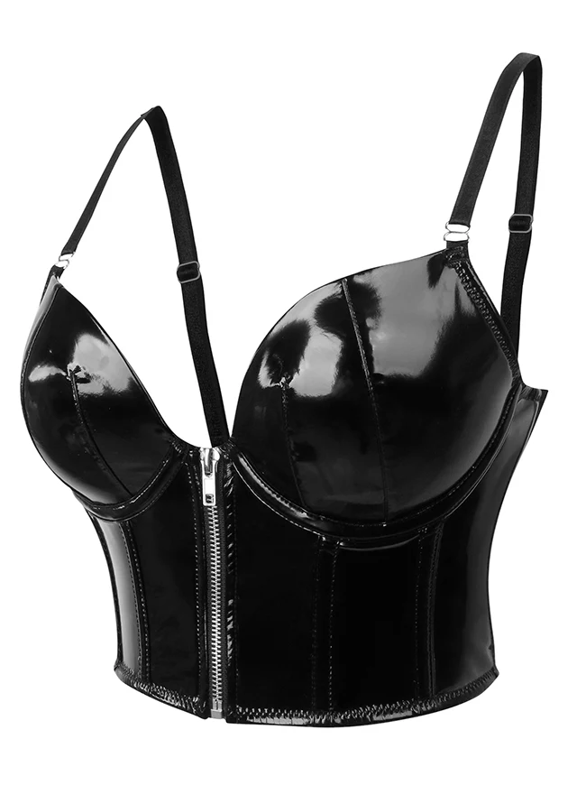 Korsett-Bustier-Top aus PU-Leder – Sexy Push-Up-Gothic-Punk-Clubwear