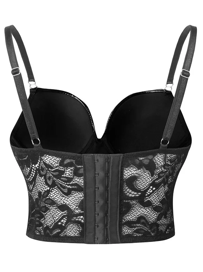 Korsett-Bustier-Top aus PU-Leder – Sexy Push-Up-Gothic-Punk-Clubwear