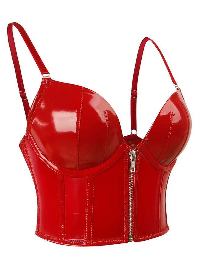 Korsett-Bustier-Top aus PU-Leder – Sexy Push-Up-Gothic-Punk-Clubwear