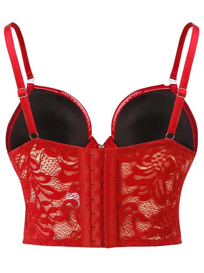 Korsett-Bustier-Top aus PU-Leder – Sexy Push-Up-Gothic-Punk-Clubwear