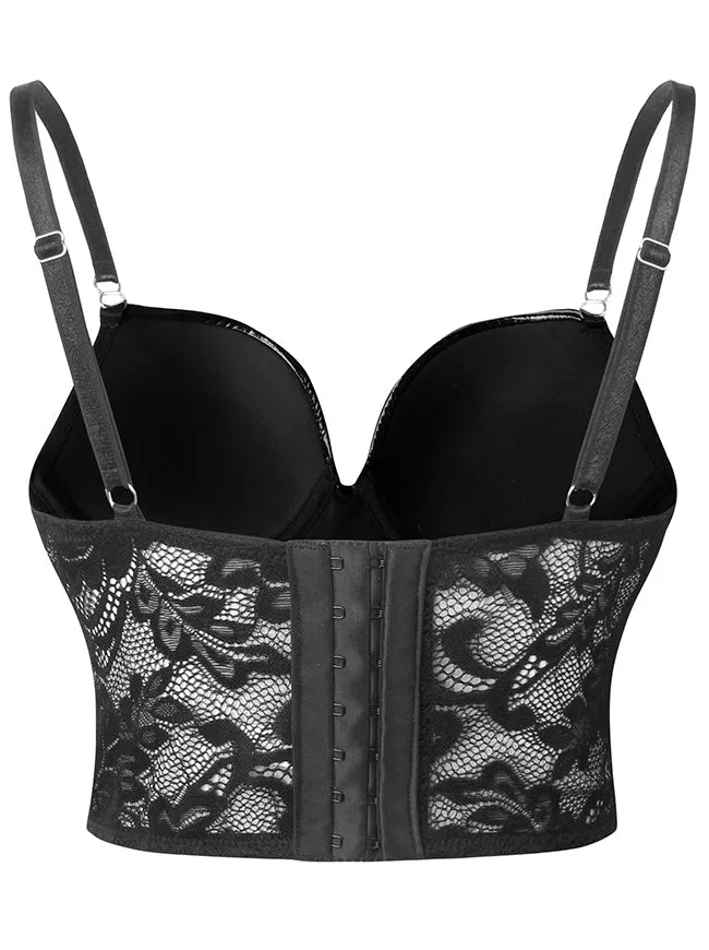 Korsett-Bustier-Top aus PU-Leder – Sexy Push-Up-Gothic-Punk-Clubwear