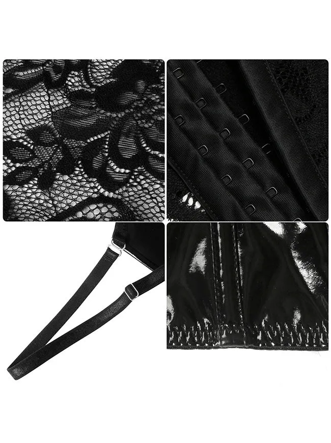 Korsett-Bustier-Top aus PU-Leder – Sexy Push-Up-Gothic-Punk-Clubwear