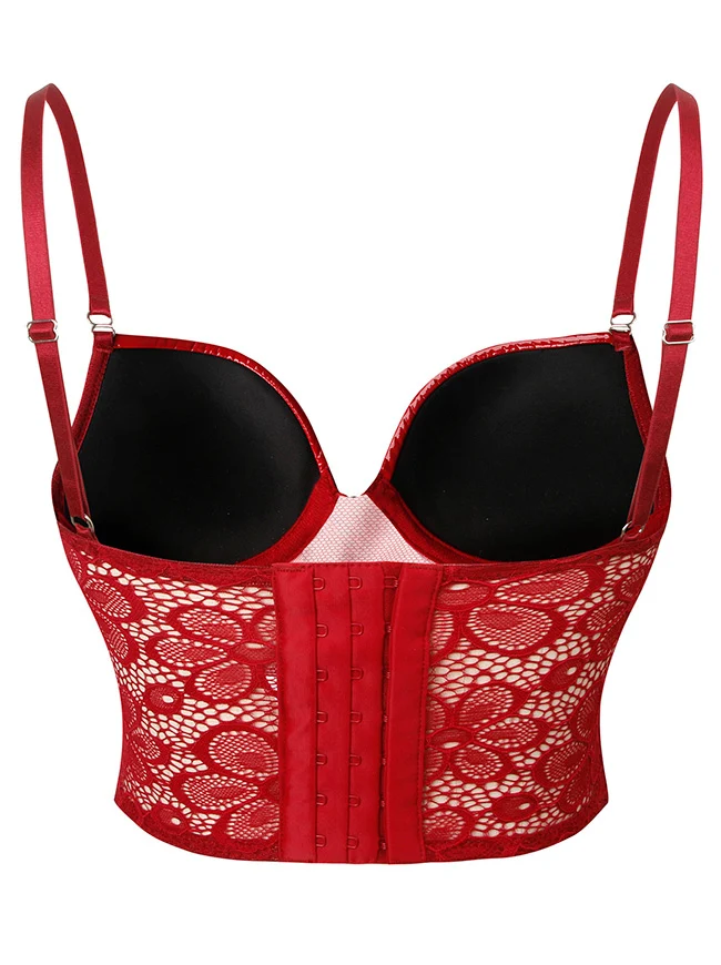 Korsett-Bustier-Top aus PU-Leder – Sexy Push-Up-Gothic-Punk-Clubwear