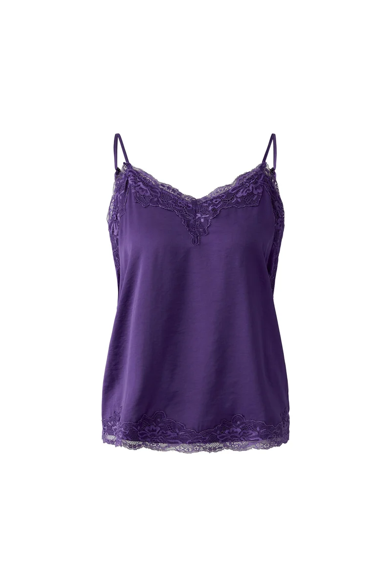 Camisole satinée à dentelle