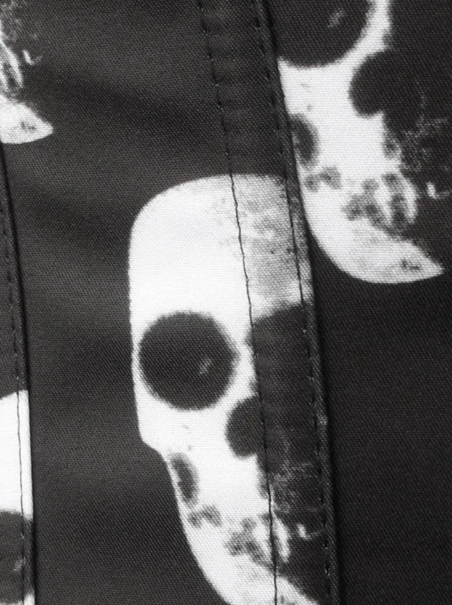 Gothic-Bustier mit Totenkopf-Stäbchen und Schnürung, Überbrustkorsett in Übergröße