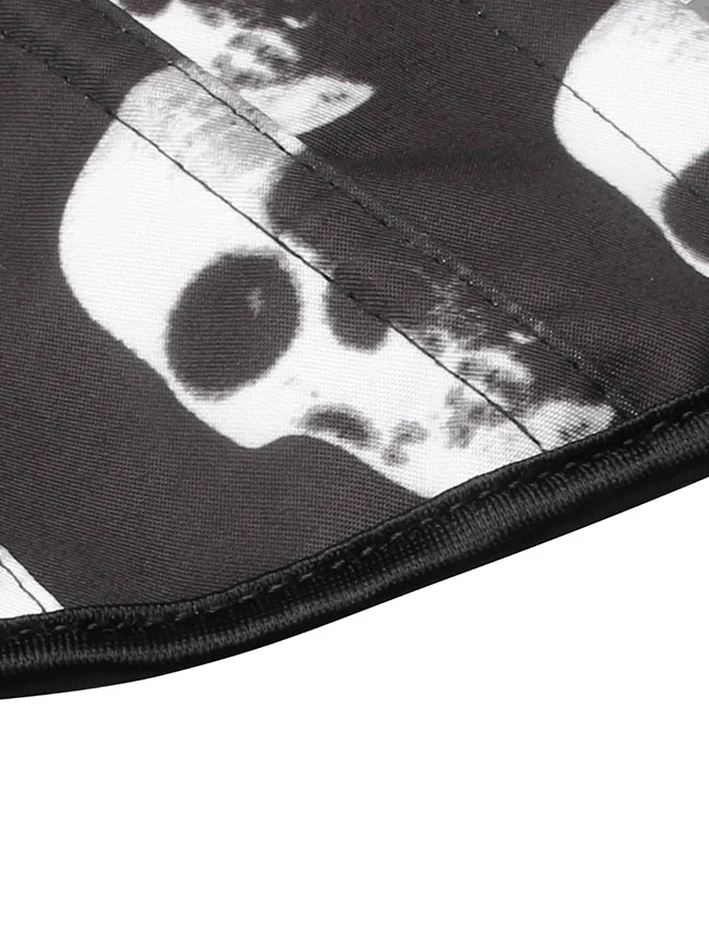 Gothic-Bustier mit Totenkopf-Stäbchen und Schnürung, Überbrustkorsett in Übergröße