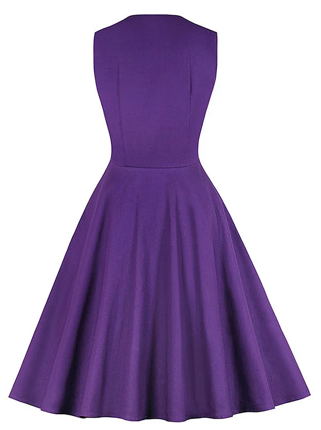 Ärmelloses A-Linien-Cocktailparty-Freizeitkleid im Vintage-Tupfen-Druck