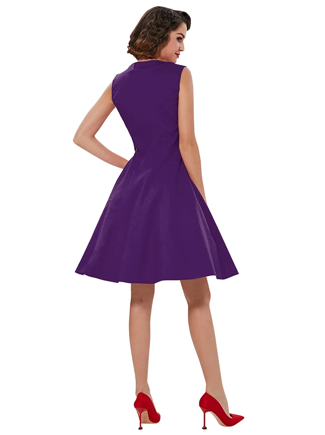Ärmelloses A-Linien-Cocktailparty-Freizeitkleid im Vintage-Tupfen-Druck