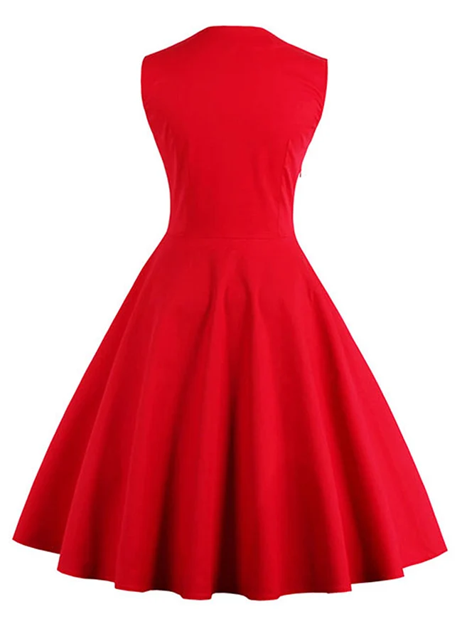 Ärmelloses A-Linien-Cocktailparty-Freizeitkleid im Vintage-Tupfen-Druck