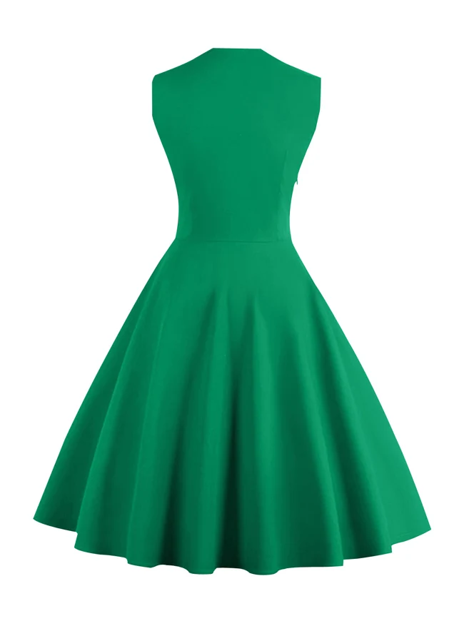 Ärmelloses A-Linien-Cocktailparty-Freizeitkleid im Vintage-Tupfen-Druck