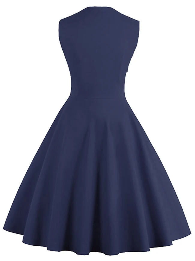 Ärmelloses A-Linien-Cocktailparty-Freizeitkleid im Vintage-Tupfen-Druck