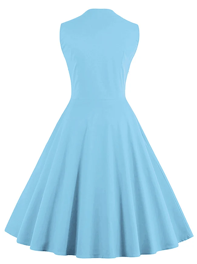 Ärmelloses A-Linien-Cocktailparty-Freizeitkleid im Vintage-Tupfen-Druck