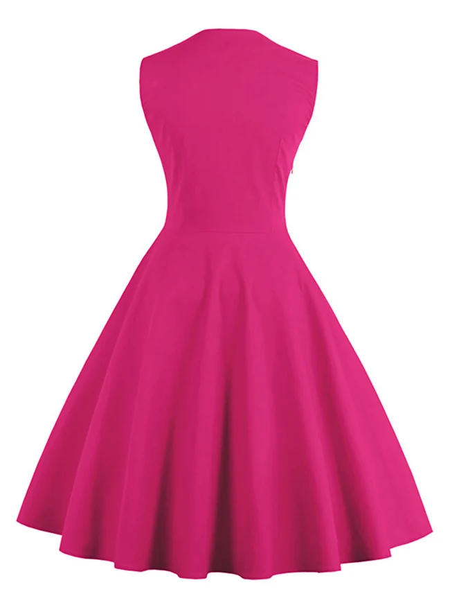 Ärmelloses A-Linien-Cocktailparty-Freizeitkleid im Vintage-Tupfen-Druck