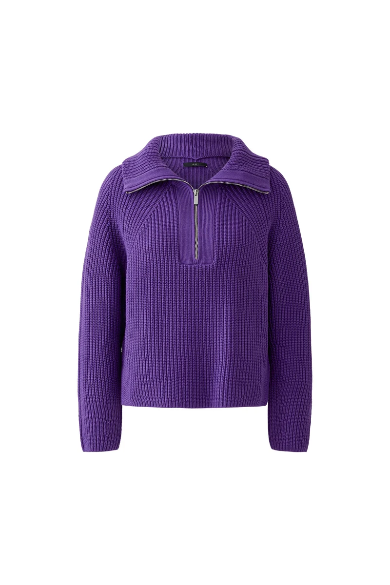 Pull côtelé à fermeture éclair