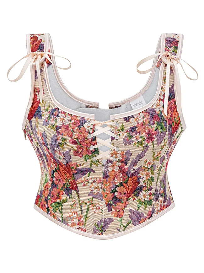 Renaissance Vintage Floral Schnürkorsett-Bustier-Top