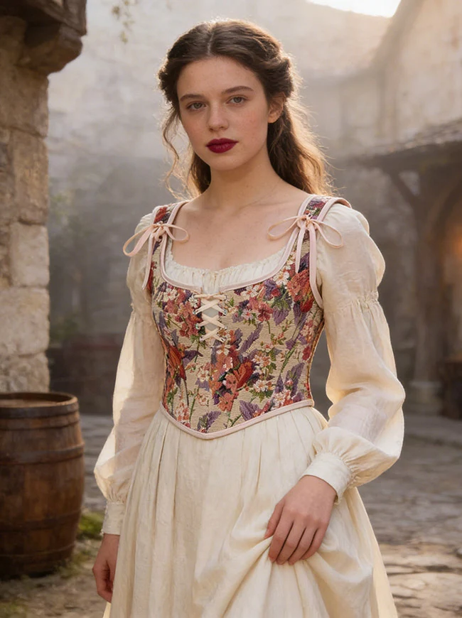 Renaissance Vintage Floral Schnürkorsett-Bustier-Top
