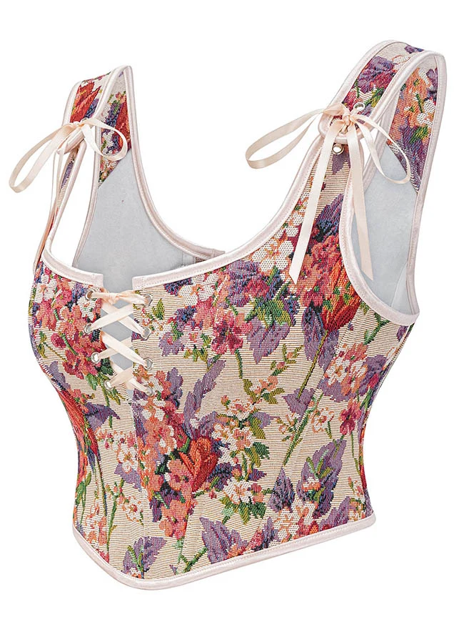 Renaissance Vintage Floral Schnürkorsett-Bustier-Top