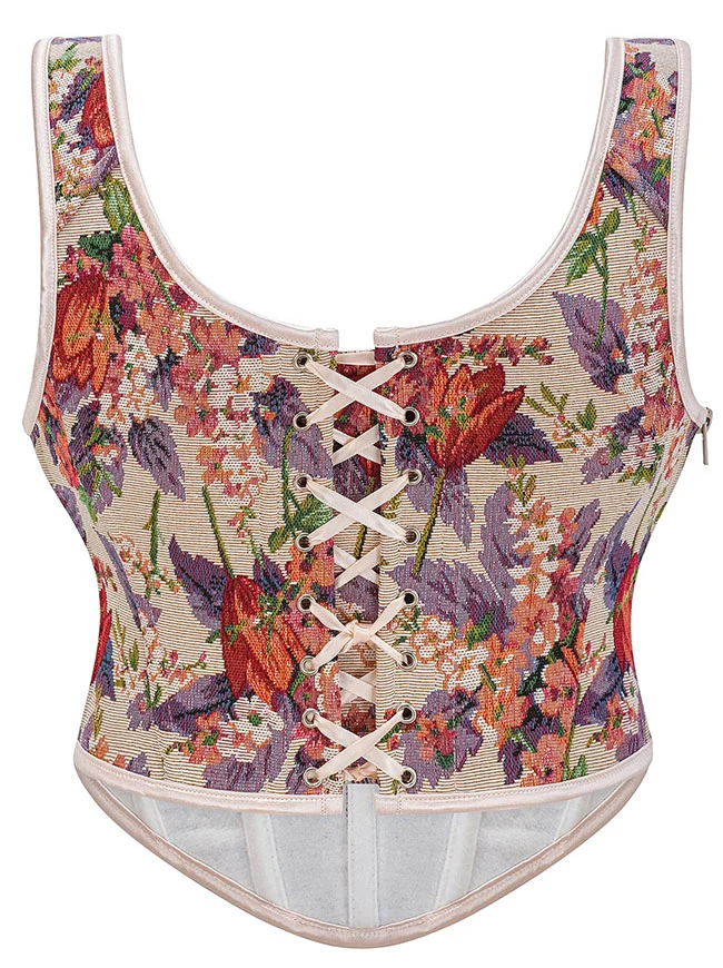 Renaissance Vintage Floral Schnürkorsett-Bustier-Top