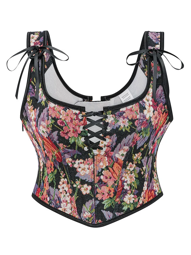 Renaissance Vintage Floral Schnürkorsett-Bustier-Top