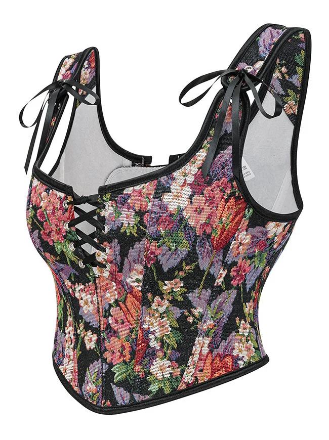 Renaissance Vintage Floral Schnürkorsett-Bustier-Top