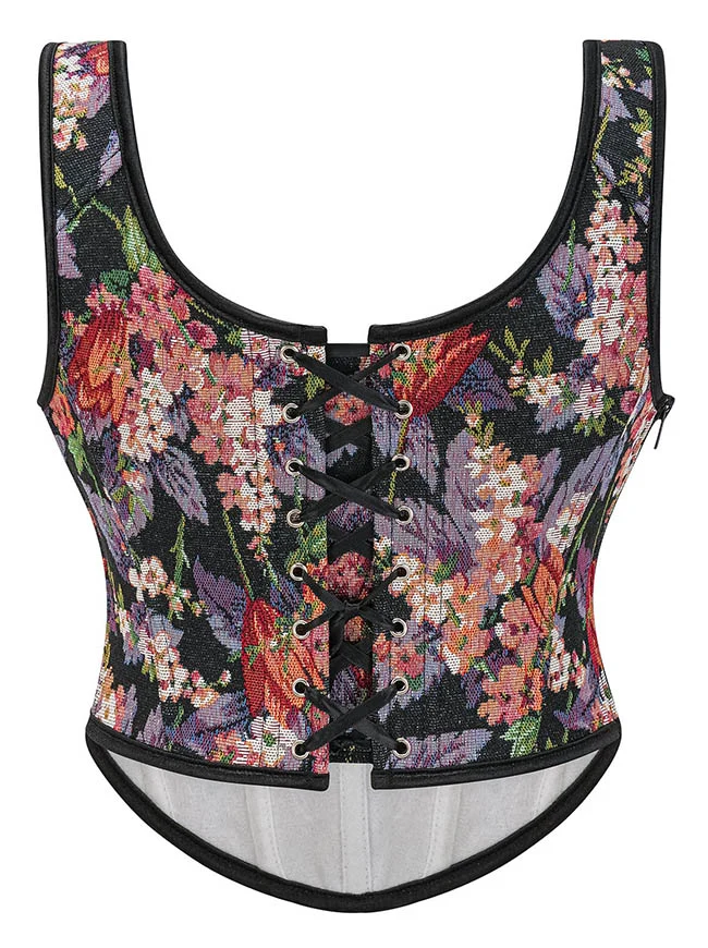 Renaissance Vintage Floral Schnürkorsett-Bustier-Top