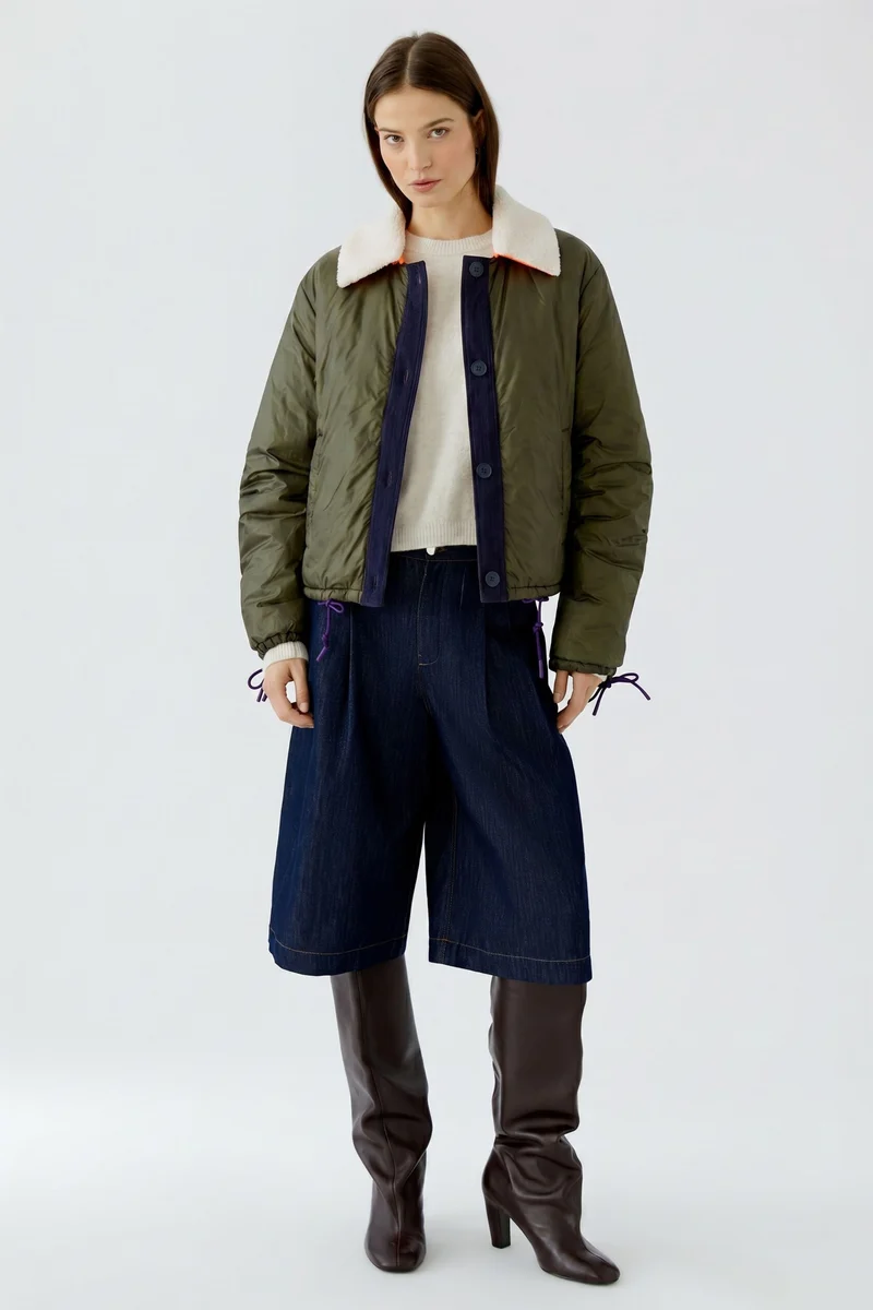 Manteau matelassé réversible à col mouton