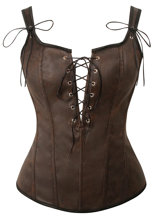 Renaissance Vintage Schnür-Piraten-Überbrustkorsett-Bustier mit Reißverschluss