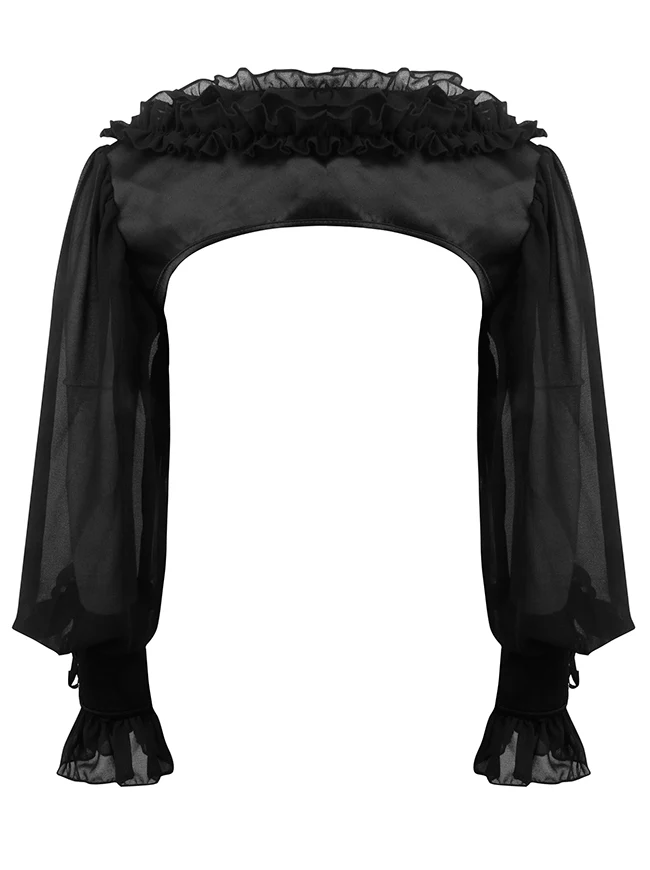 Bolero-Shrug im gotischen viktorianischen Stil mit Rüschenbesatz und transparenten langen Ärmeln