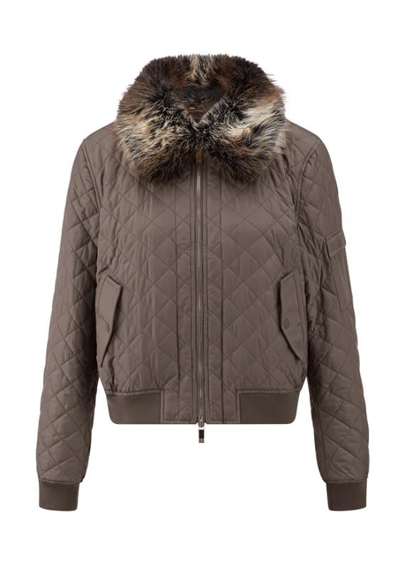 Manteau matelassé court à col duveteux