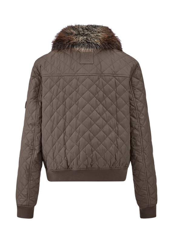 Manteau matelassé court à col duveteux
