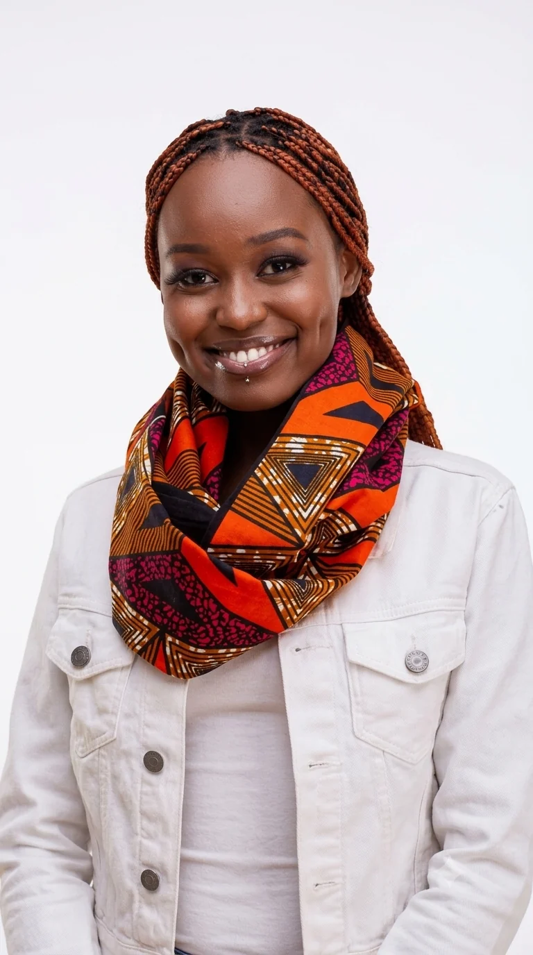 AfroZaina Tausi Infinity Scarf - Orange / Brown Print