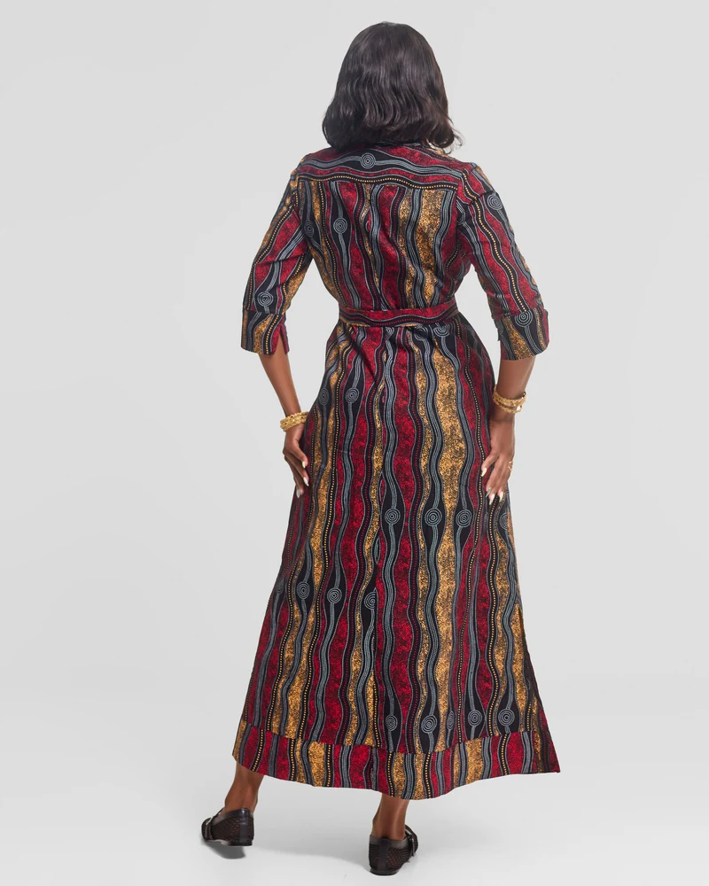 Safari by Vivo Zehra 3/4 Sleeve Maxi Dress in Kitenge - Buyu Print