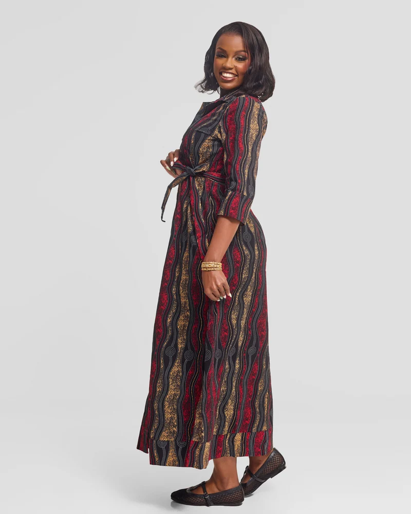 Safari by Vivo Zehra 3/4 Sleeve Maxi Dress in Kitenge - Buyu Print