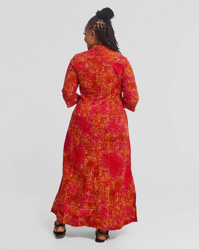 Safari by Vivo Zehra 3/4 Sleeve Maxi Dress in Kitenge - Lilo Print