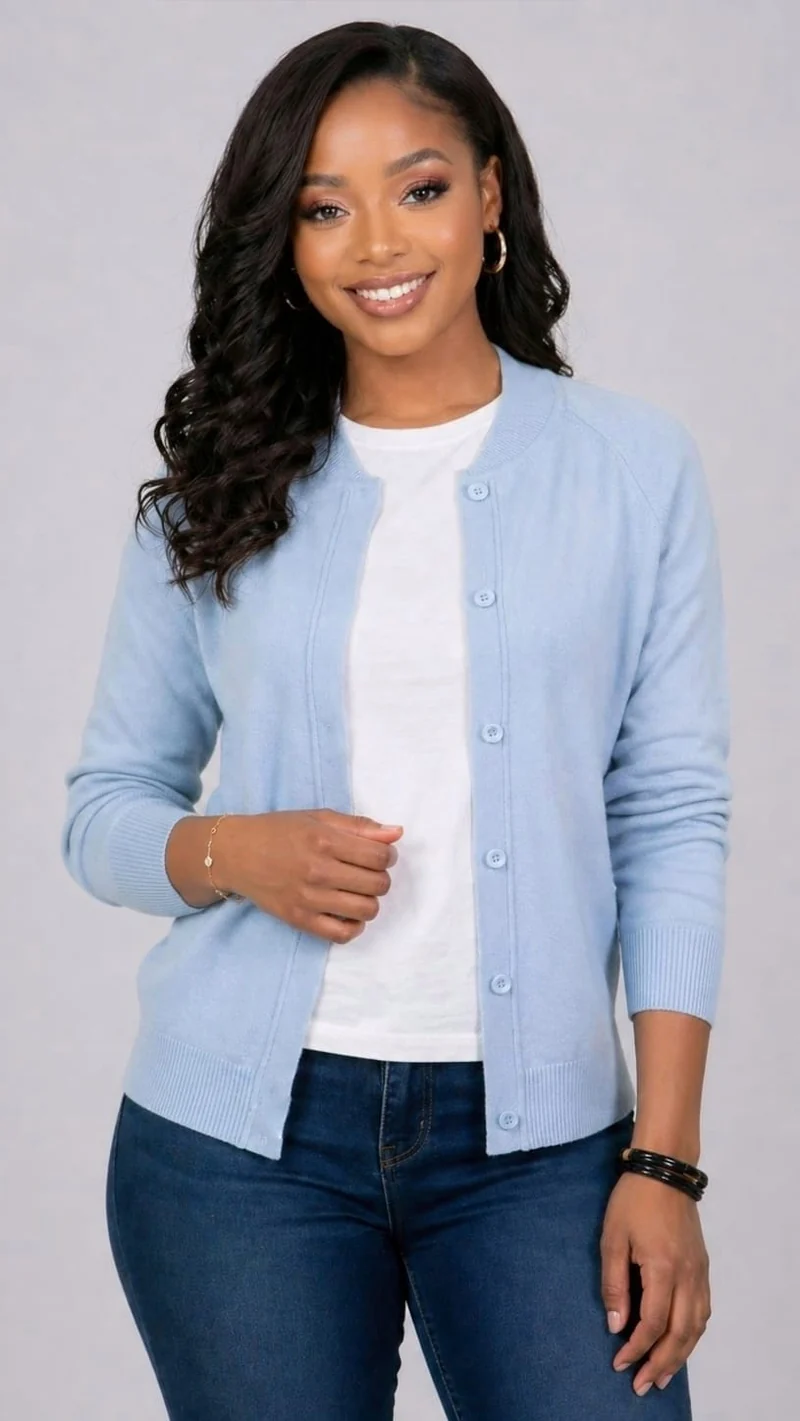 The Fashion Frenzy Mock Button Cardigan - Blue