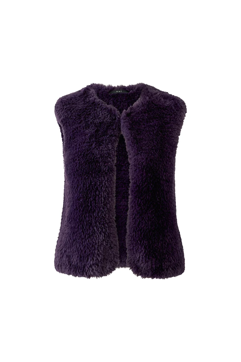 Veste courte sans manches à texture pelucheuse