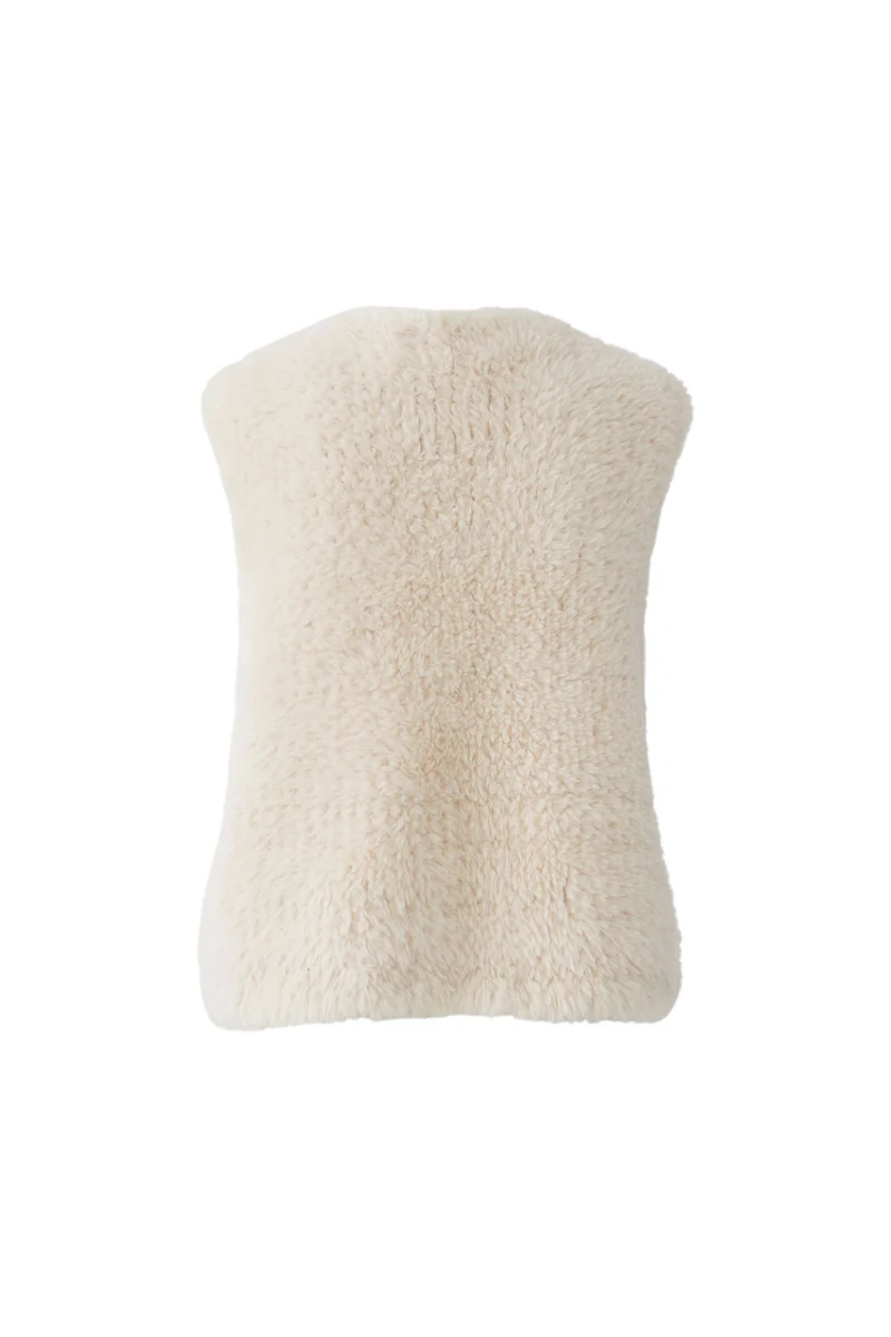 Veste courte sans manches à texture pelucheuse