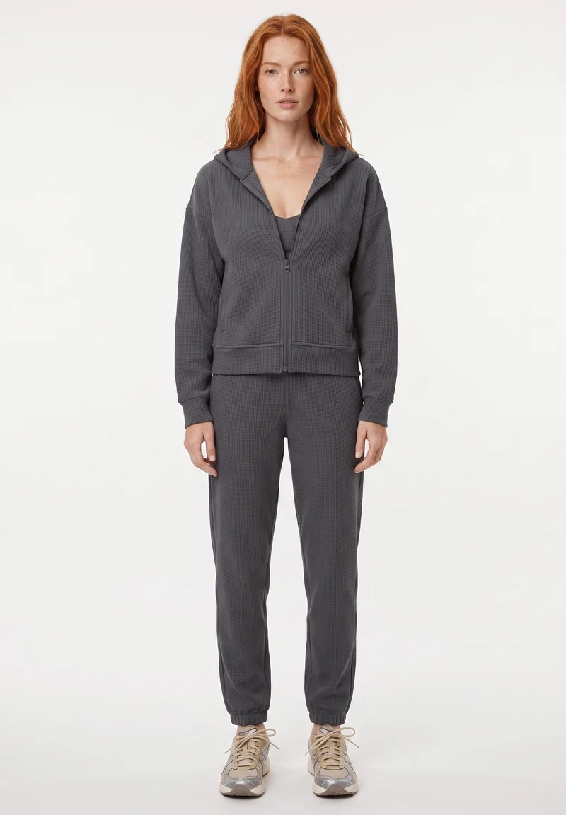 JENNIFER | Waffel-Hoodiejacke aus Bio-Baumwolle & recyceltem Polyester