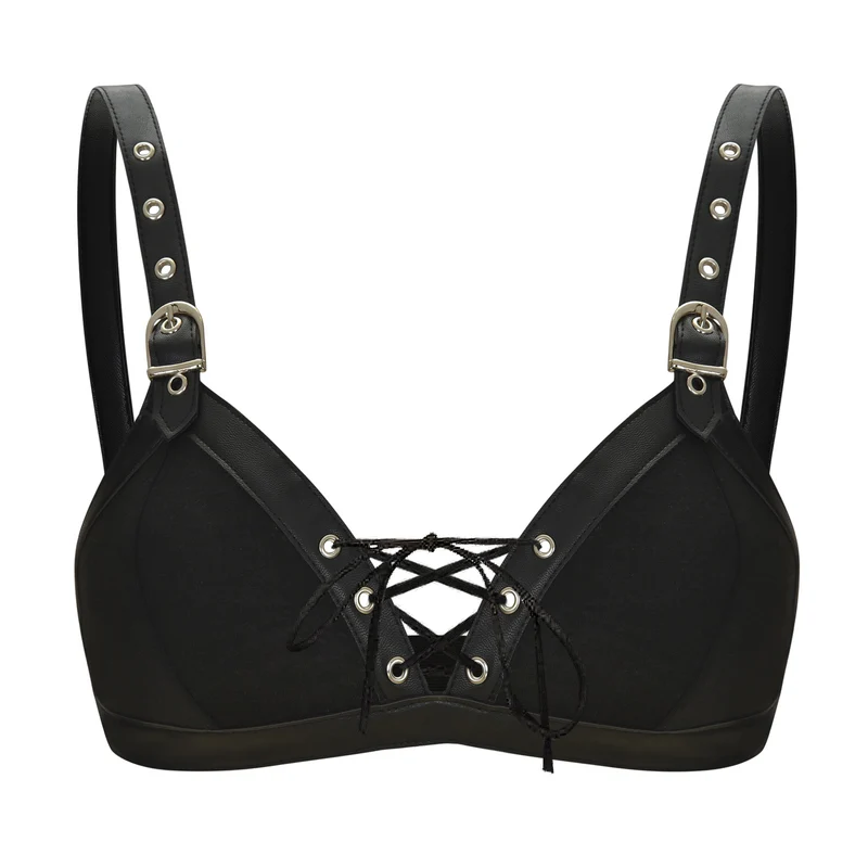 Steampunk Retro Gothic Triangle Cup BH Clubwear Party Crop Top